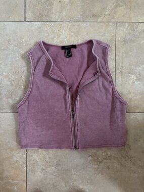 Forever 21 Women's Pink/Purple Zip Up Crop-top